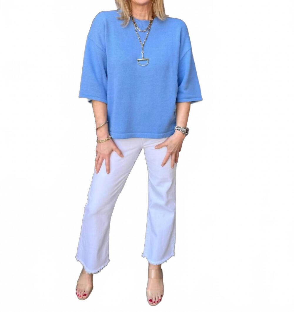 NEW ENTRO short sleeve pullover top in skyline